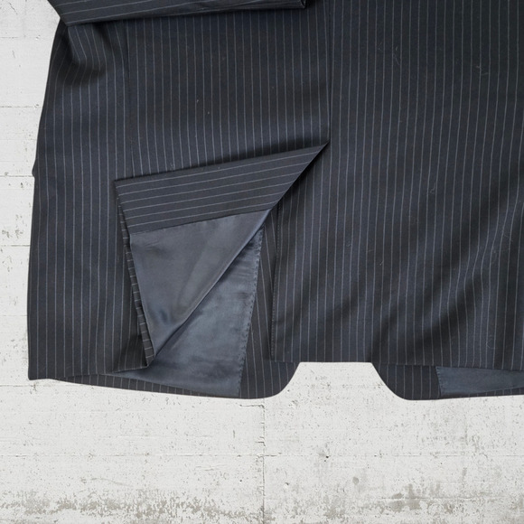 Y2K Lauren Ralph Lauren Black Pinstripe Single Breasted Wool Suit Jacket Size 48 - Picture 15 of 16